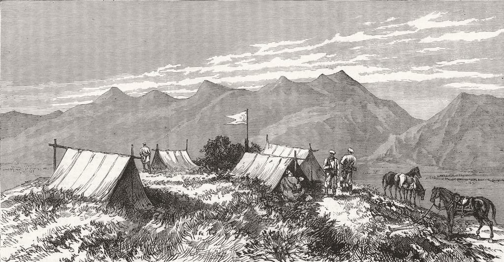 BALKANS. War, artists. HQ of Suleiman Pasha, army 1877 old antique print